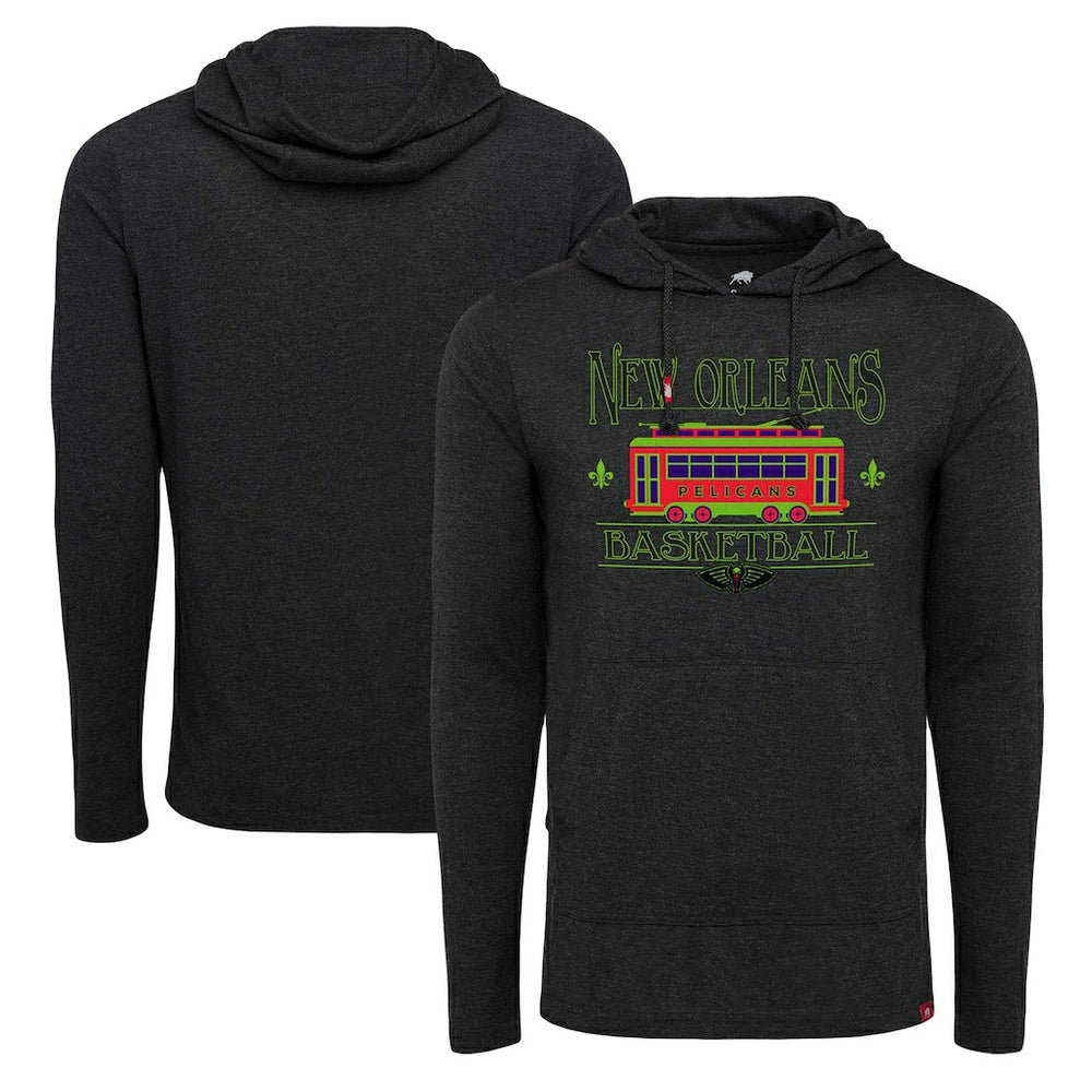 NBA - New Orleans Pelicans Sportiqe Unisex City Edition Rowan Lightweight Tri-Blend Pullover Hoodie - Heather Black