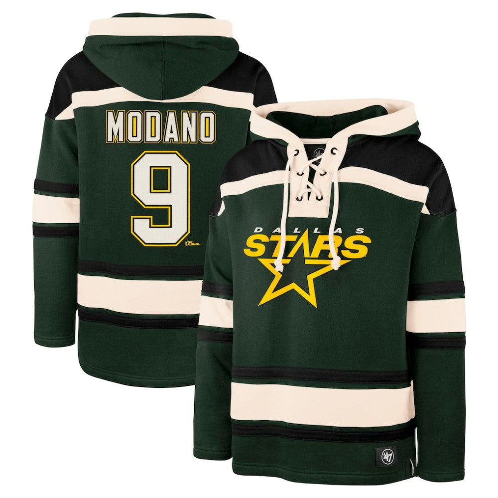 Mike Modano Dallas Stars - '47 Retired Player Name & Number Lacer Pullover Hoodie Green