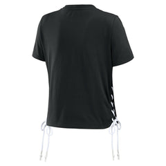 New Orleans Saints WEAR by Erin Andrews Women's Lace Up Side Modest Cropped T-Shirt Black - NFL