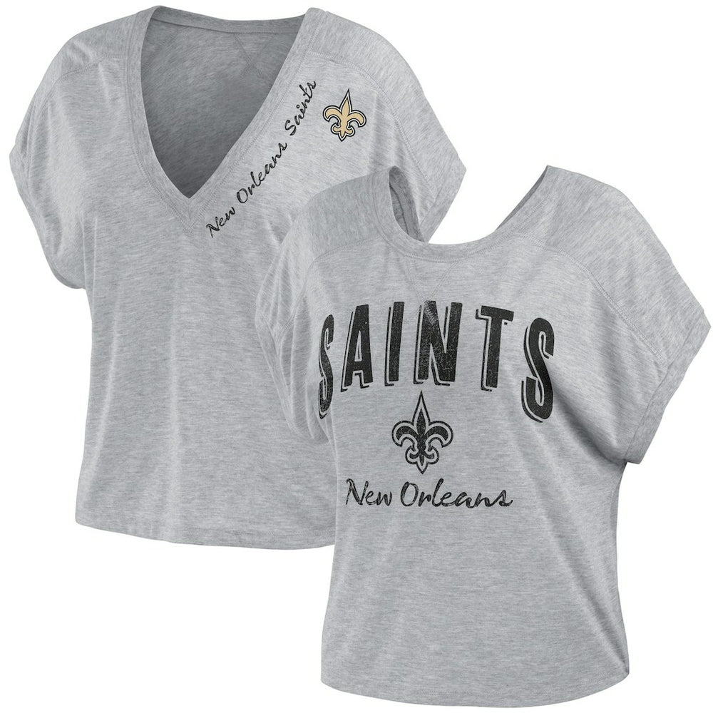 New Orleans Saints WEAR by Erin Andrews Women's Reversible T-Shirt Heather Gray - NFL