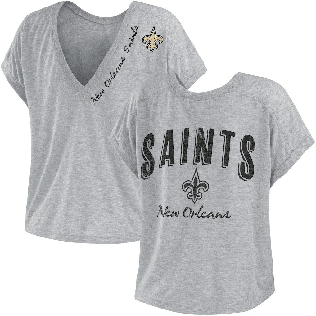 New Orleans Saints WEAR by Erin Andrews Women's Reversible T-Shirt Heather Gray - NFL