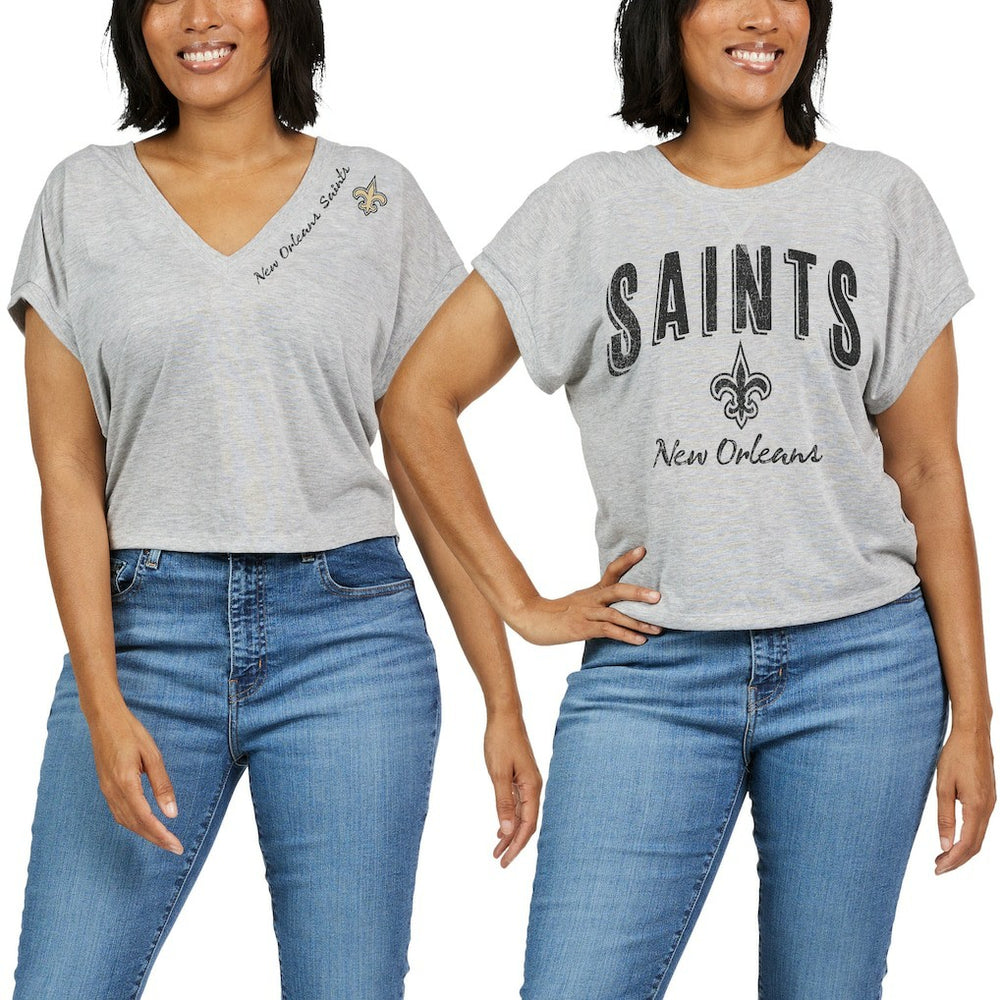 New Orleans Saints WEAR by Erin Andrews Women's Reversible T-Shirt Heather Gray - NFL