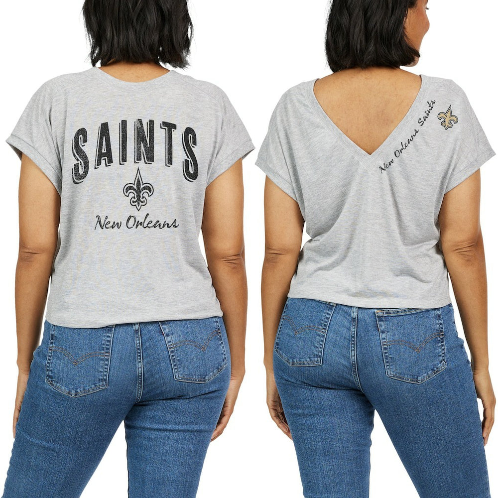 New Orleans Saints WEAR by Erin Andrews Women's Reversible T-Shirt Heather Gray - NFL