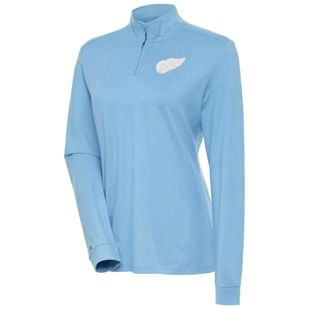 Detroit Red Wings - Antigua Women's White Logo Mentor Quarter-Zip Jacket Light Blue