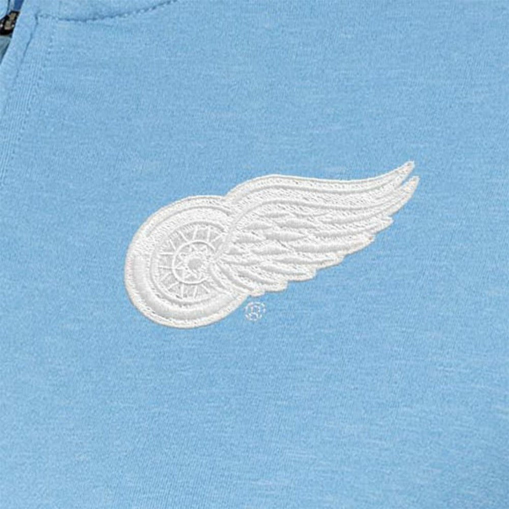 Detroit Red Wings - Antigua Women's White Logo Mentor Quarter-Zip Jacket Light Blue