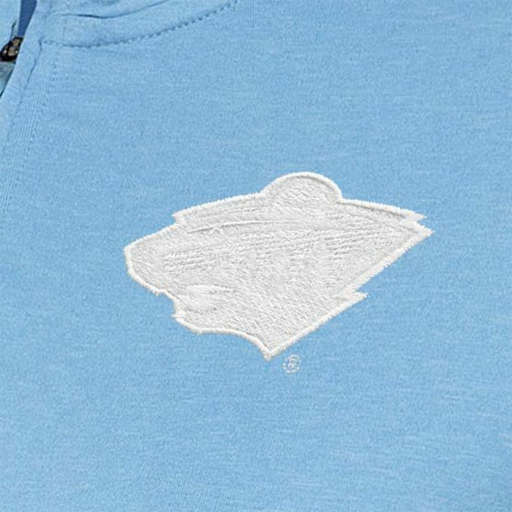 Minnesota Wild - Antigua Women's White Logo Mentor Quarter-Zip Jacket Light Blue