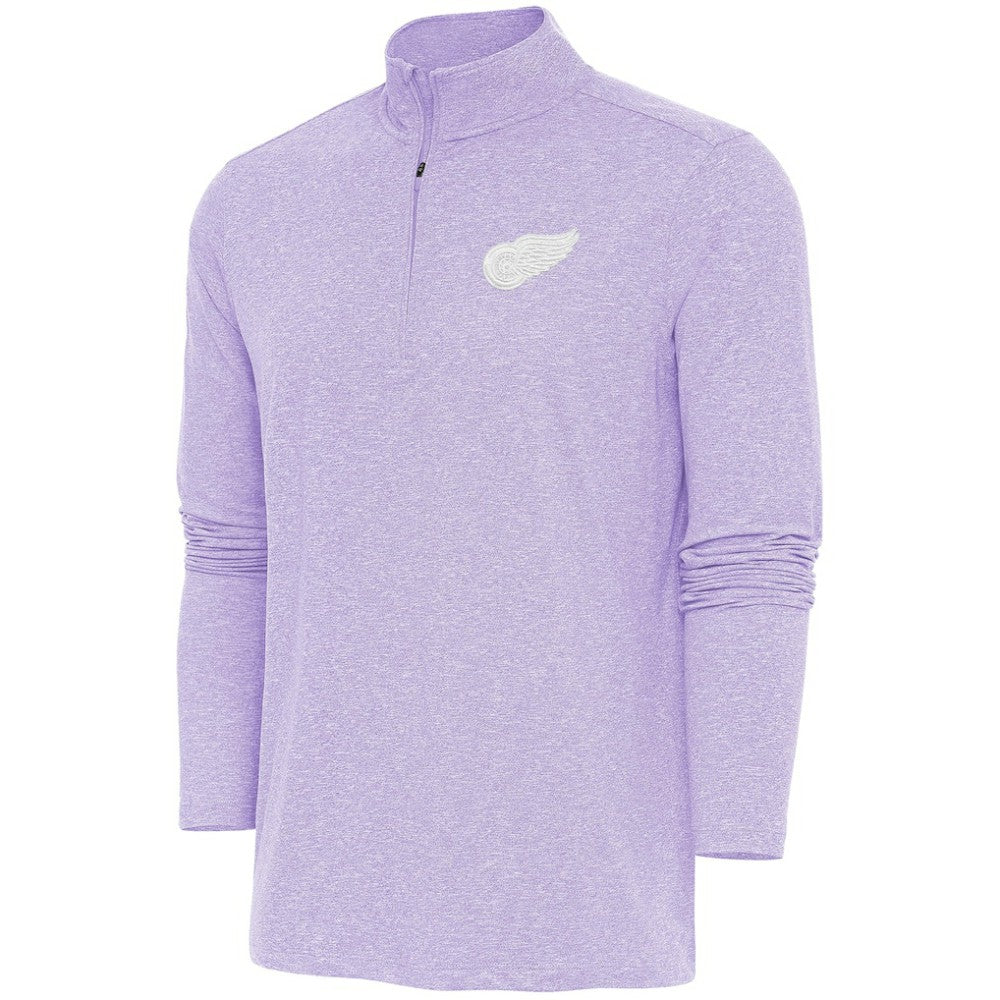 Detroit Red Wings - Antigua White Logo Hunk Quarter-Zip Pullover Lavender