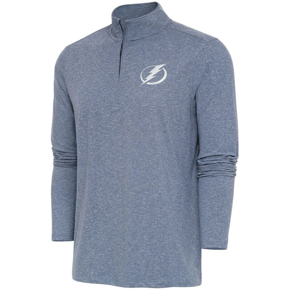 Tampa Bay Lightning - Antigua White Logo Hunk Quarter-Zip Pullover Heather Navy