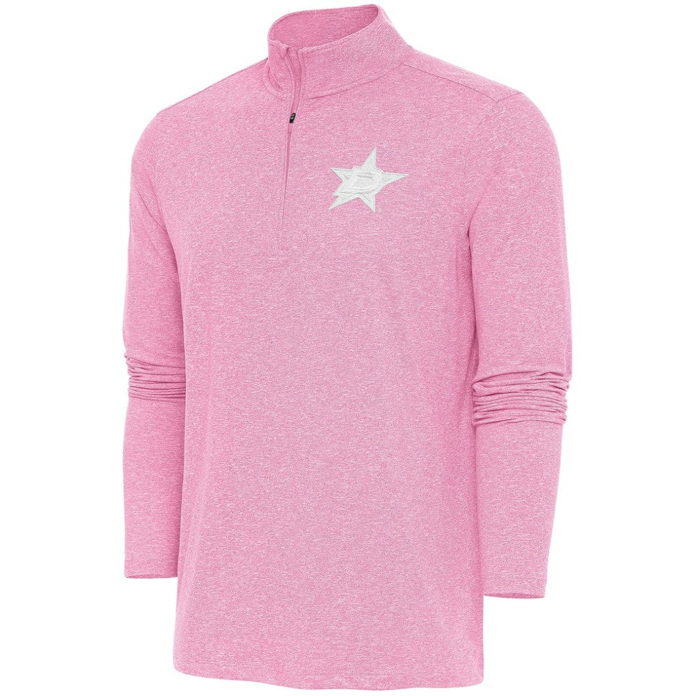 Dallas Stars - Antigua White Logo Hunk Quarter-Zip Pullover Pink