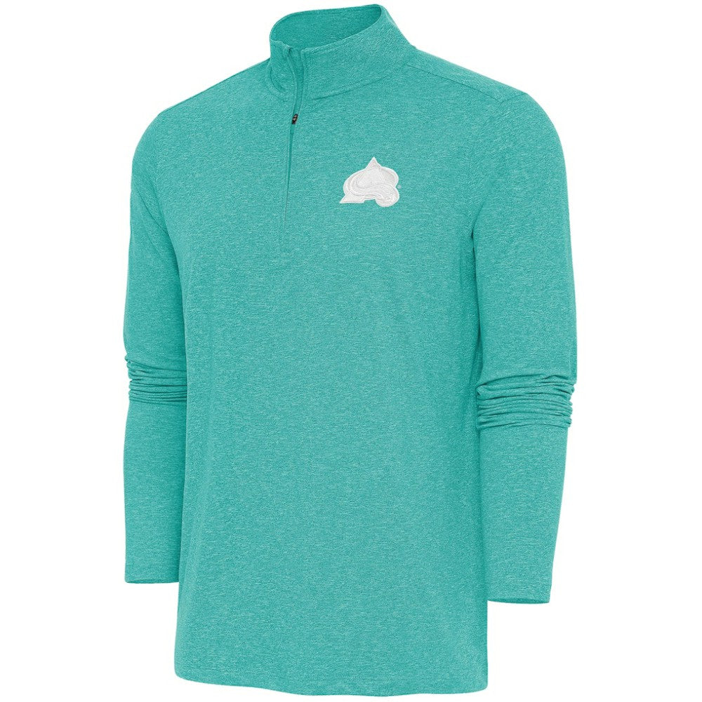 Colorado Avalanche - Antigua White Logo Hunk Quarter-Zip Pullover Heather Aqua