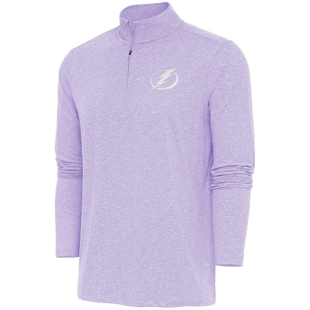 Tampa Bay Lightning - Antigua White Logo Hunk Quarter-Zip Pullover Lavender