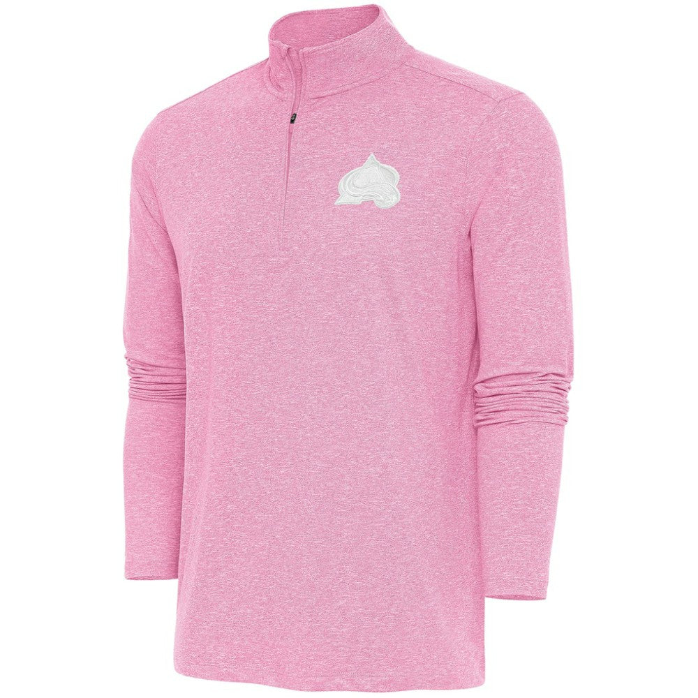 Colorado Avalanche - Antigua White Logo Hunk Quarter-Zip Pullover Pink