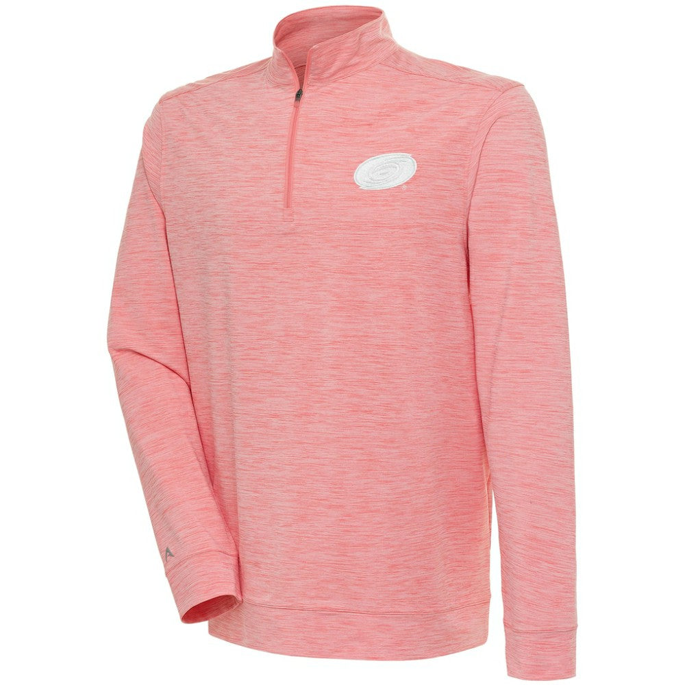 Carolina Hurricanes - Antigua White Logo Bright Quarter-Zip Pullover Coral