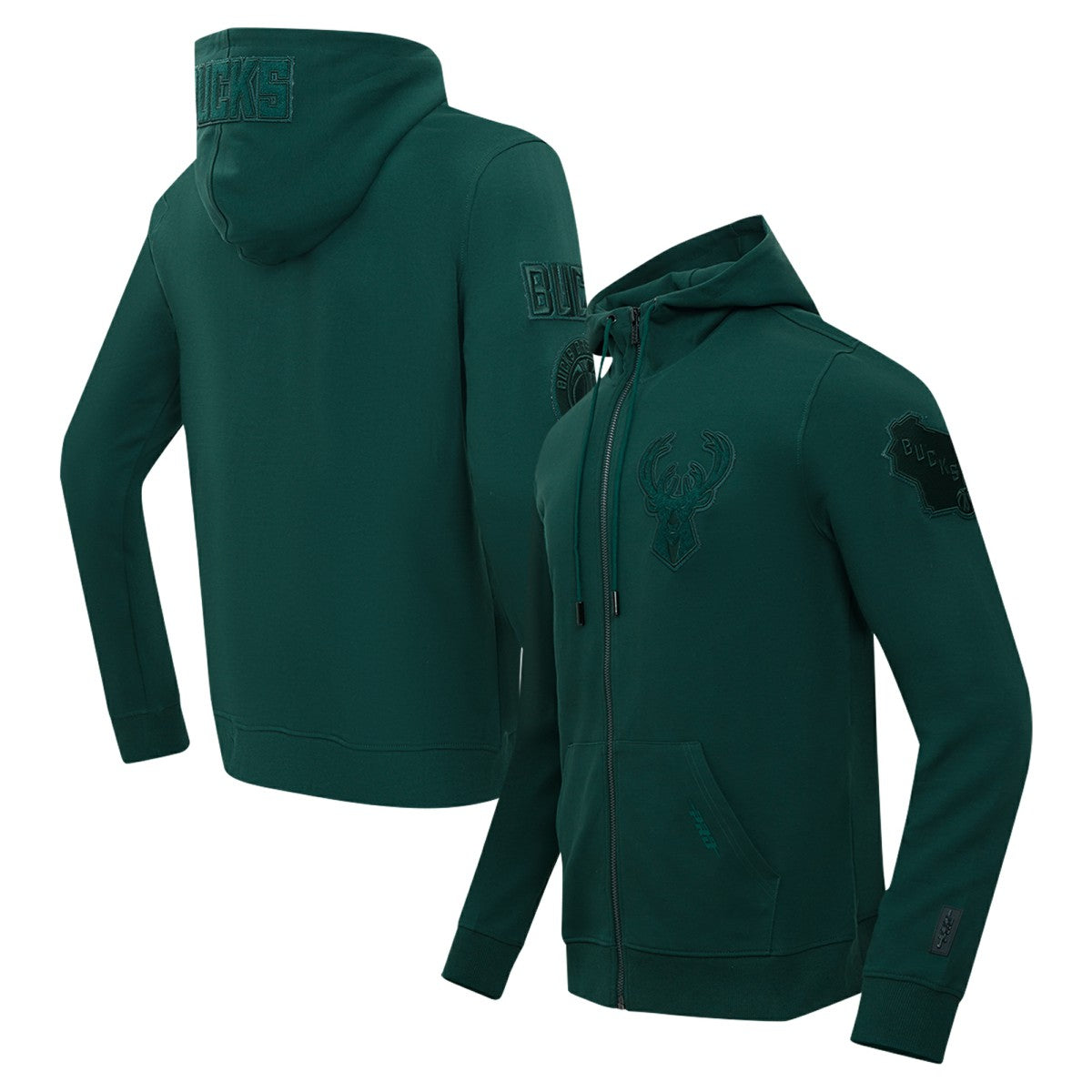 NBA - Milwaukee Bucks Pro Standard Triple Tonal DK Full-Zip Hoodie Jacket - Hunter Green