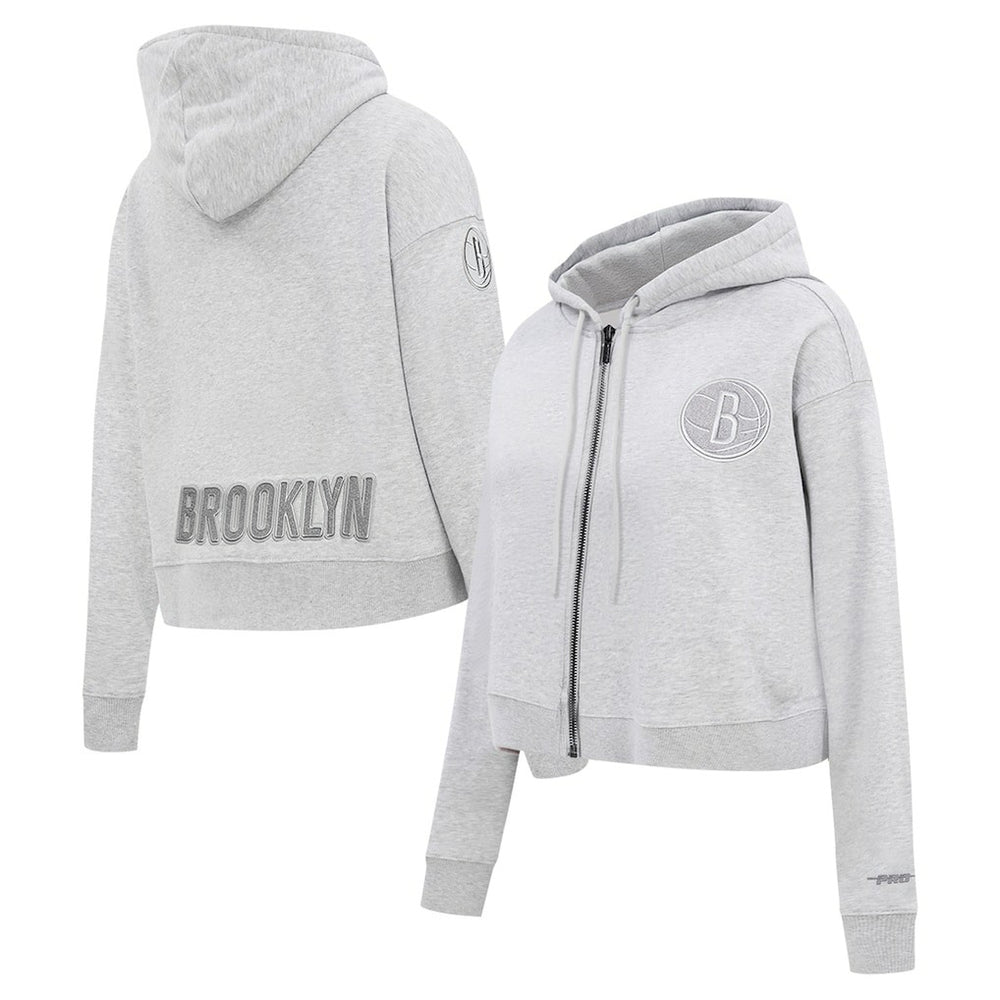 NBA - Brooklyn Nets Pro Standard Women's Triple Tonal Full-Zip Hoodie - Heather Gray