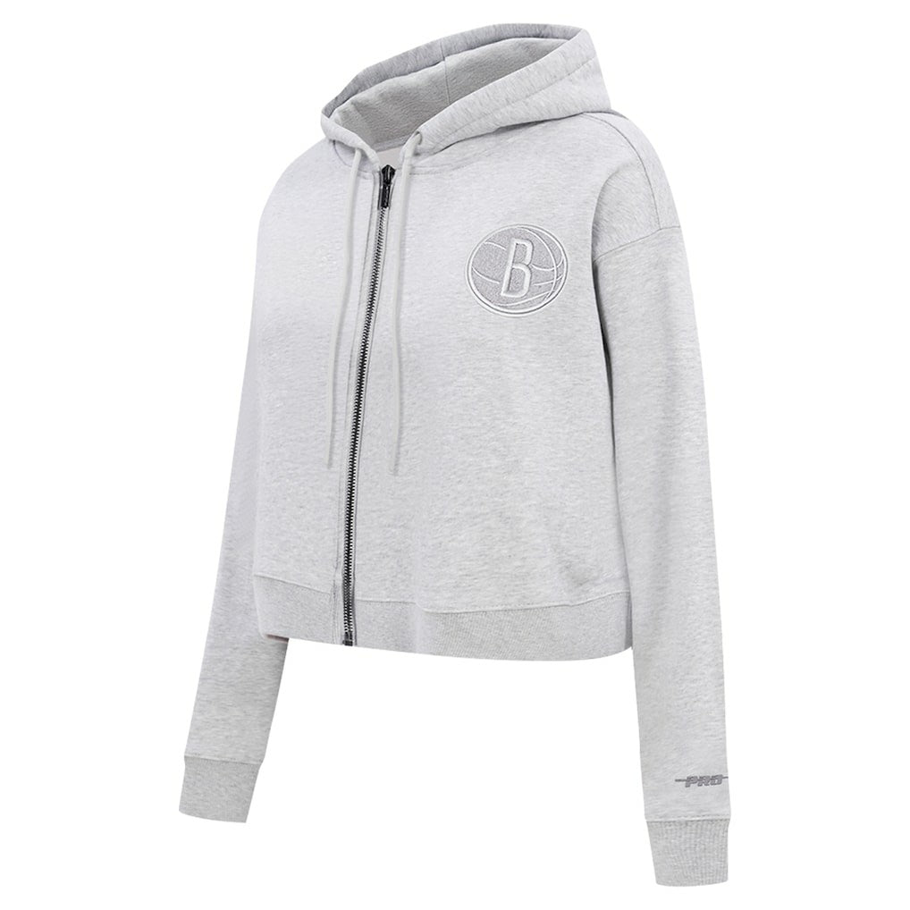NBA - Brooklyn Nets Pro Standard Women's Triple Tonal Full-Zip Hoodie - Heather Gray