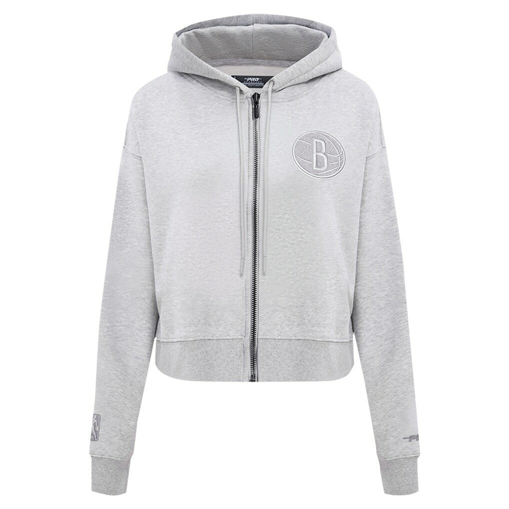 NBA - Brooklyn Nets Pro Standard Women's Triple Tonal Full-Zip Hoodie - Heather Gray