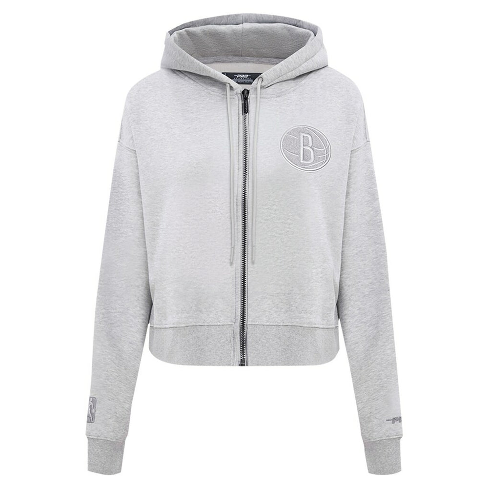 NBA - Brooklyn Nets Pro Standard Women's Triple Tonal Full-Zip Hoodie - Heather Gray