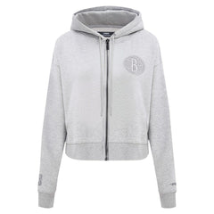 NBA - Brooklyn Nets Pro Standard Women's Triple Tonal Full-Zip Hoodie - Heather Gray