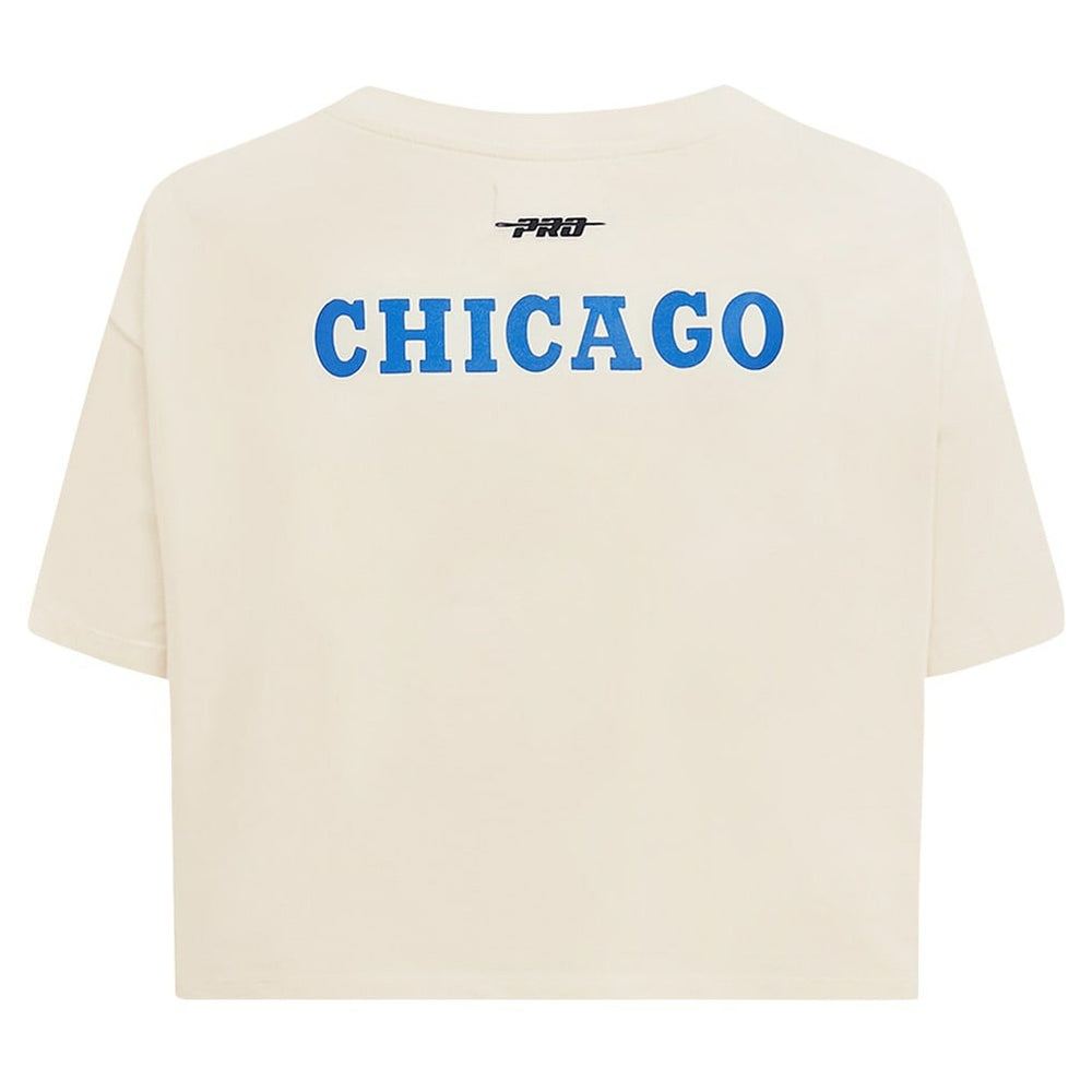 NBA - Chicago Bulls Pro Standard Women's Retro Striper SJ Cropped Boxy T-Shirt - Cream