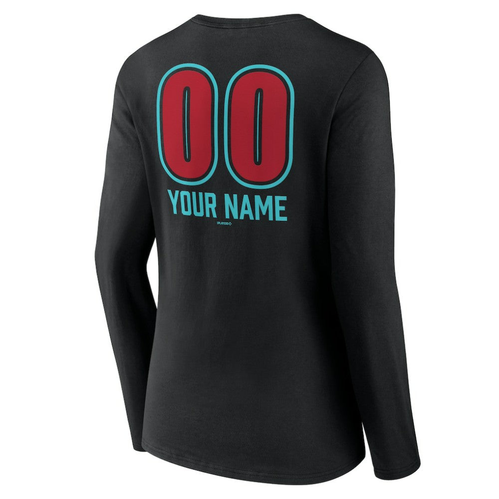 Arizona Diamondbacks Women's Personalized Name & Number Fastball Long Sleeve V-Neck T-Shirt Near Me