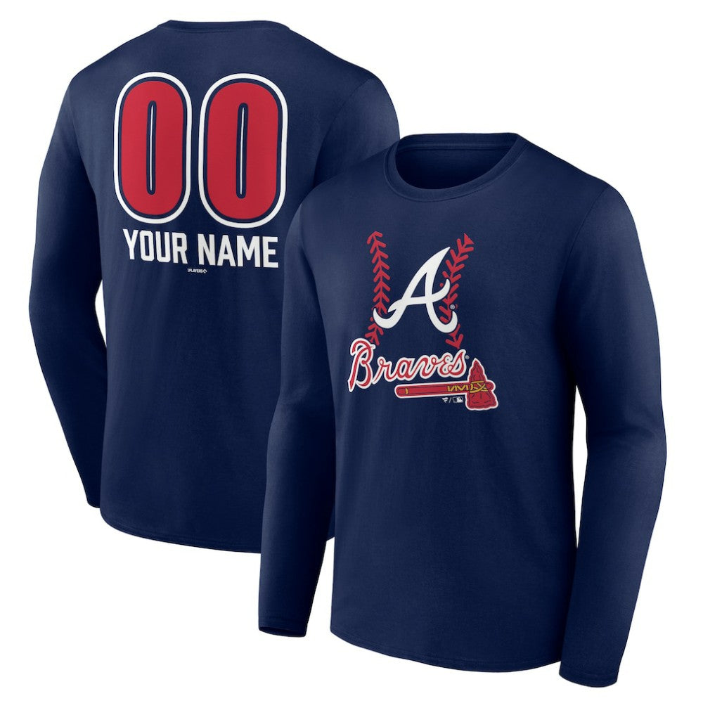 Atlanta Braves Personalized Name & Number Fastball Long Sleeve T-Shirt Sale