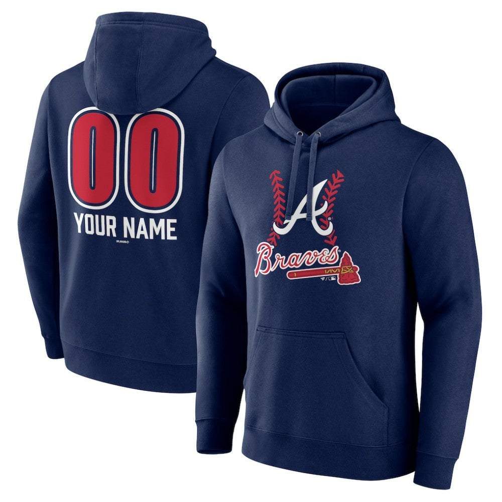 Atlanta Braves Personalized Name & Number Fastball Pullover Hoodie Online