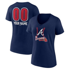 Atlanta Braves Women's Personalized Name & Number Fastball V-Neck T-Shirt Online