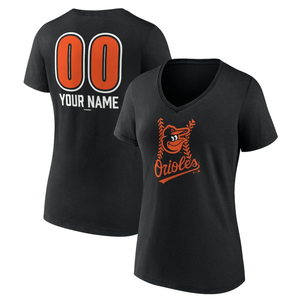 Baltimore Orioles Women's Personalized Name & Number Fastball V-Neck T-Shirt for sale