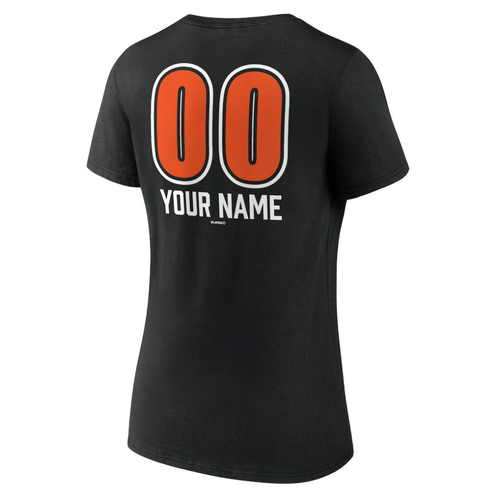 Baltimore Orioles Women's Personalized Name & Number Fastball V-Neck T-Shirt for sale