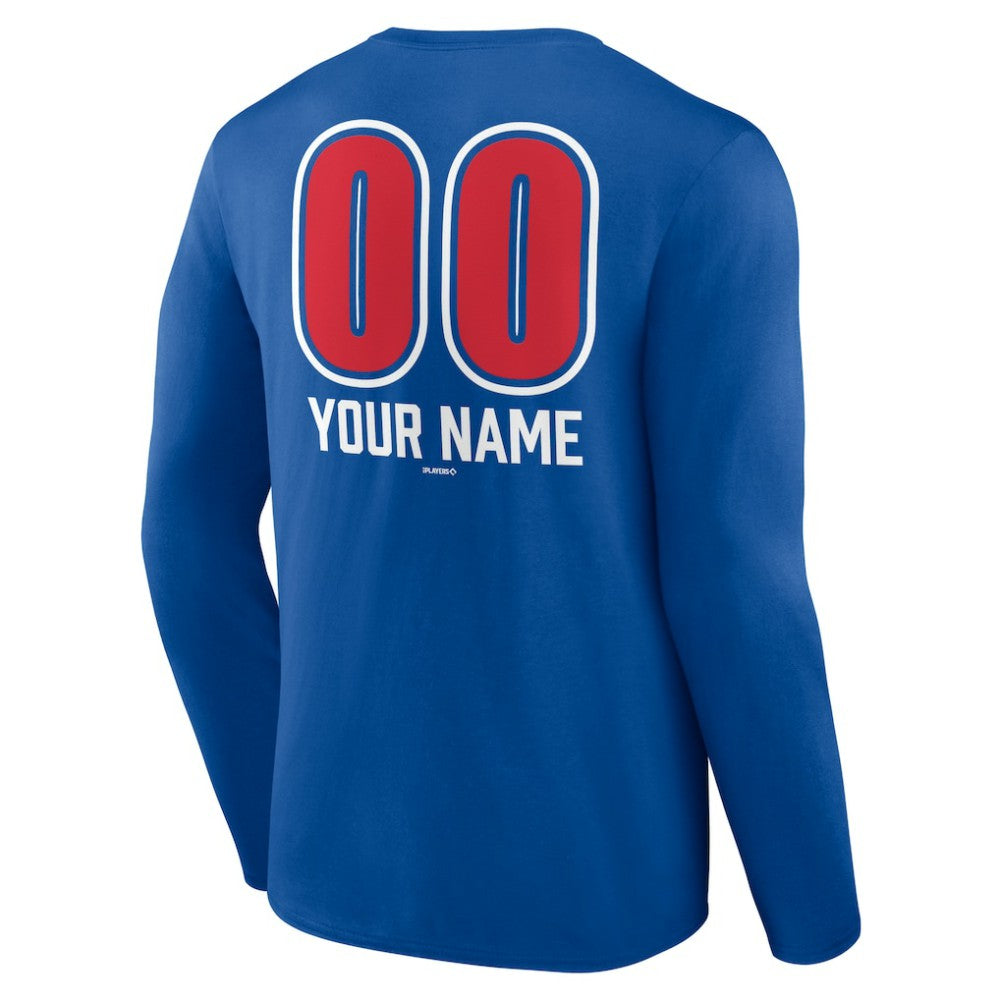 Chicago Cubs Personalized Name & Number Fastball Long Sleeve T-Shirt On Sale