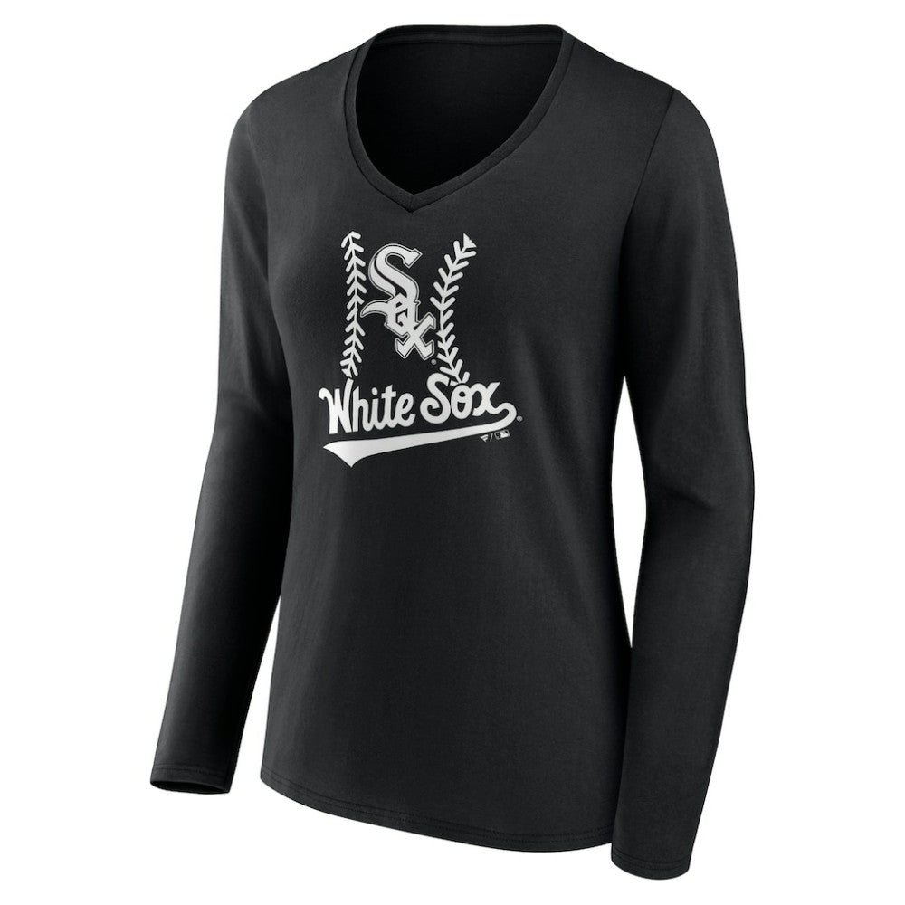 Chicago White Sox Women's Personalized Name & Number Fastball Long Sleeve V-Neck T-Shirt for sale