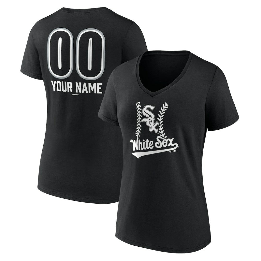 Chicago White Sox Women's Personalized Name & Number Fastball V-Neck T-Shirt for sale