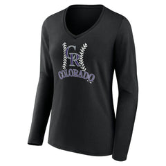 Colorado Rockies Women's Personalized Name & Number Fastball Long Sleeve V-Neck T-Shirt On Sale