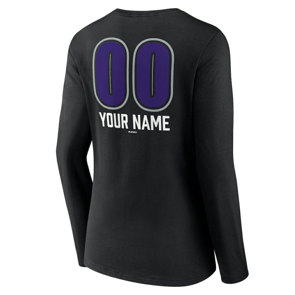 Colorado Rockies Women's Personalized Name & Number Fastball Long Sleeve V-Neck T-Shirt On Sale