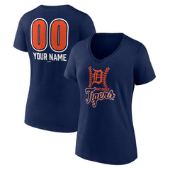 Detroit Tigers Women's Personalized Name & Number Fastball V-Neck T-Shirt Online