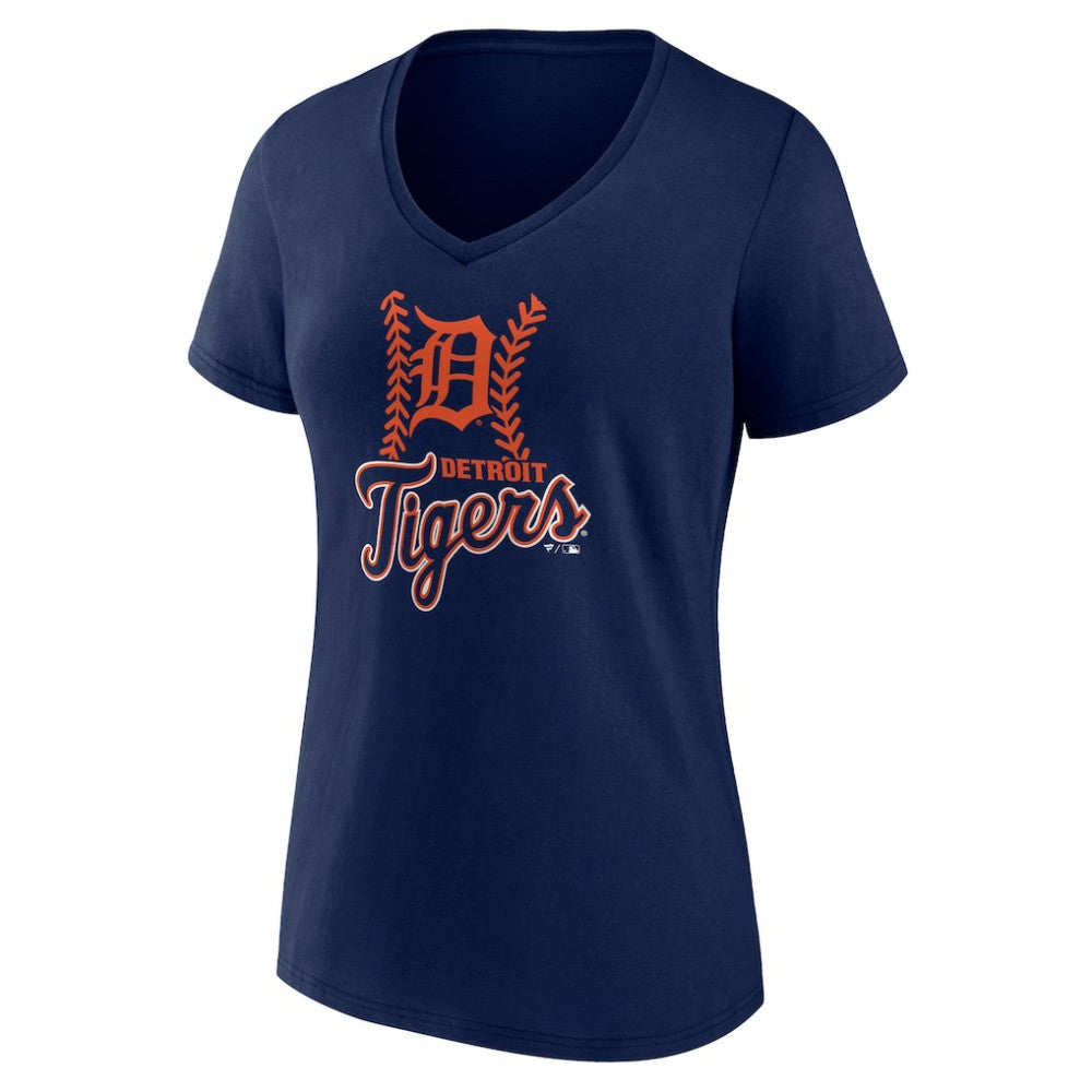 Detroit Tigers Women's Personalized Name & Number Fastball V-Neck T-Shirt Online