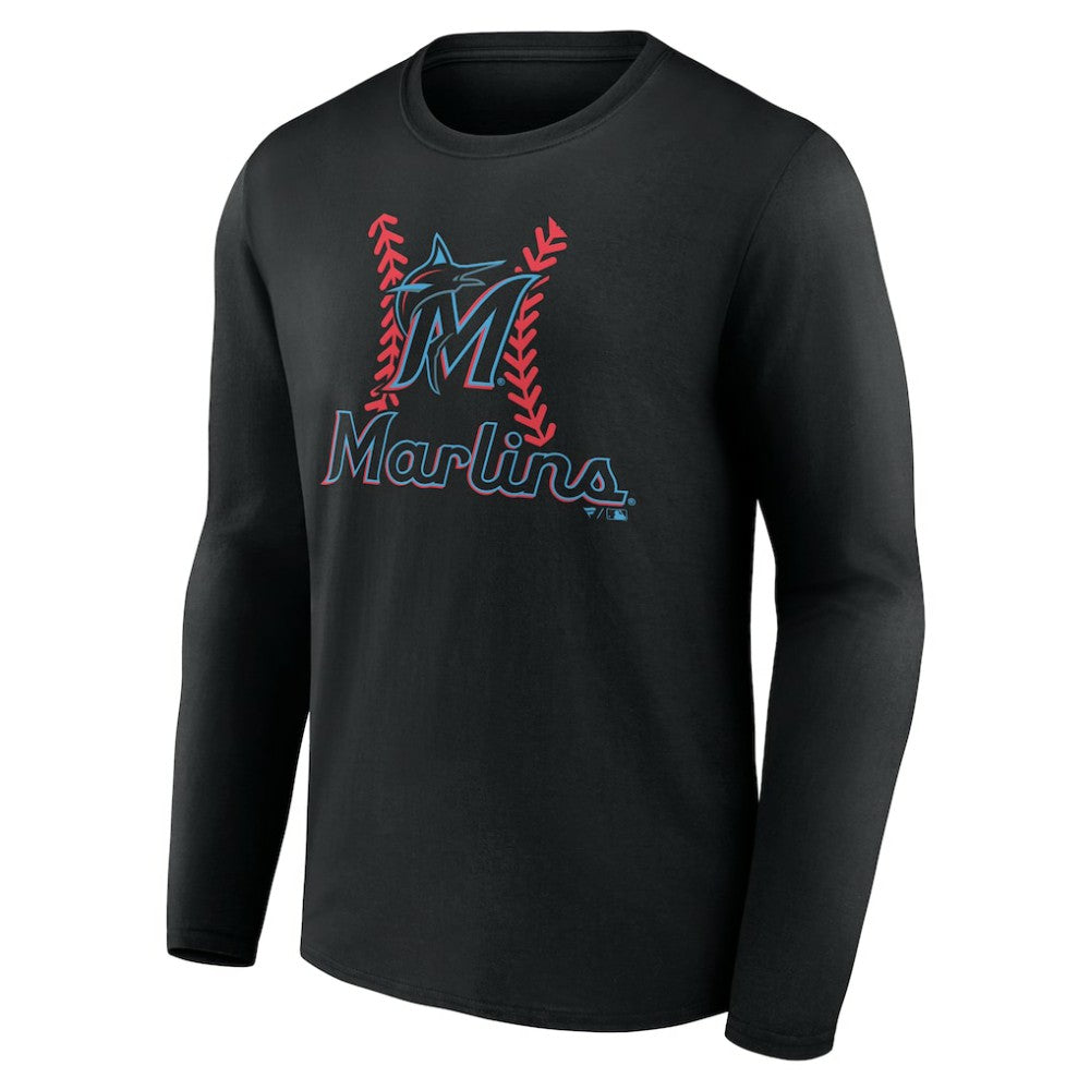 Miami Marlins Personalized Name & Number Fastball Long Sleeve T-Shirt On Sale