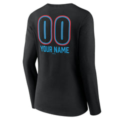 Miami Marlins Women's Personalized Name & Number Fastball Long Sleeve V-Neck T-Shirt On Sale
