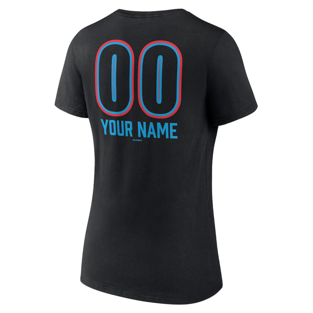 Miami Marlins Women's Personalized Name & Number Fastball V-Neck T-Shirt Near Me