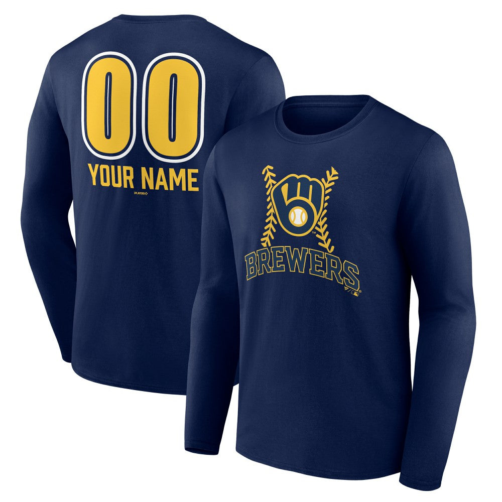 Milwaukee Brewers Personalized Name & Number Fastball Long Sleeve T-Shirt Online