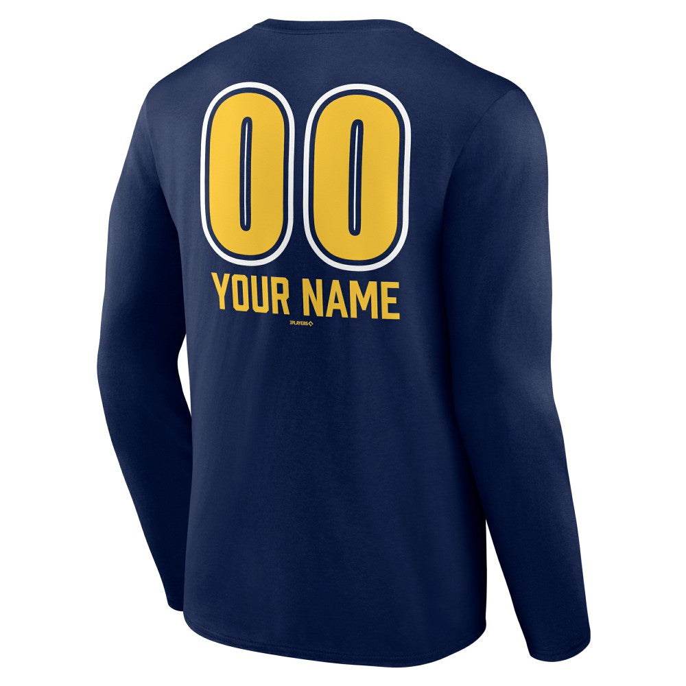 Milwaukee Brewers Personalized Name & Number Fastball Long Sleeve T-Shirt Online