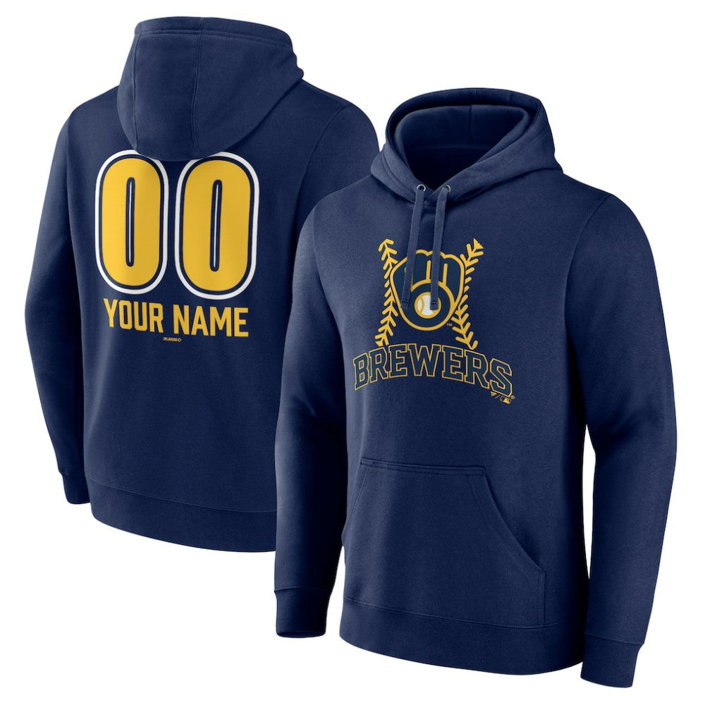 Milwaukee Brewers Personalized Name & Number Fastball Pullover Hoodie Near Me