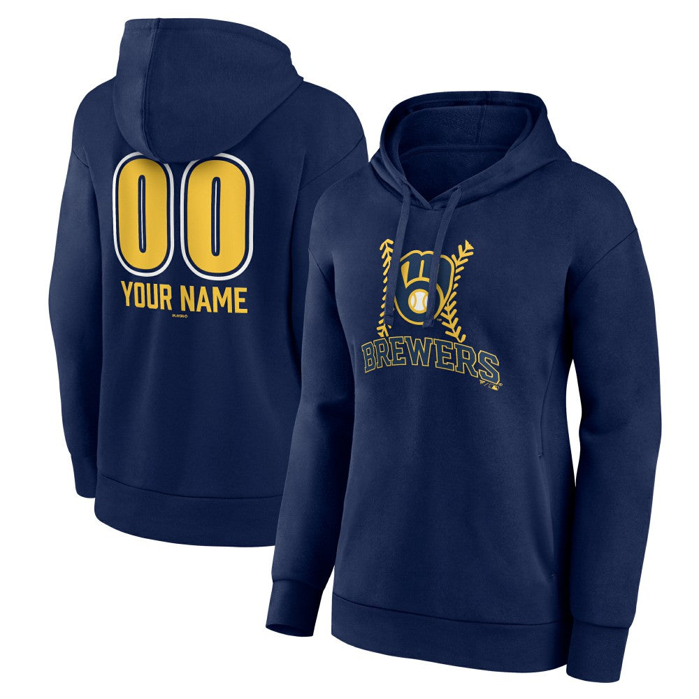Milwaukee Brewers Women's Personalized Name & Number Fastball Pullover Hoodie for sale