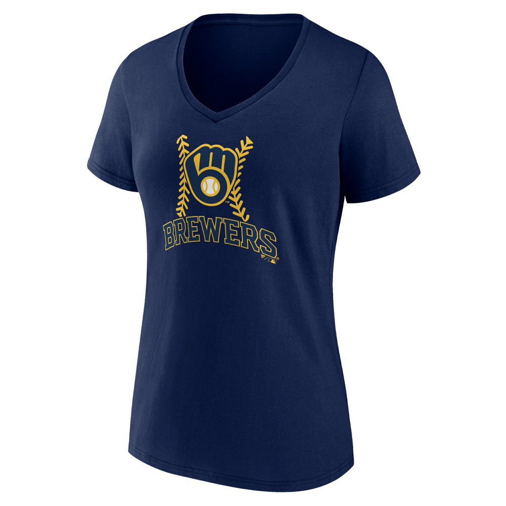 Milwaukee Brewers Women's Personalized Name & Number Fastball V-Neck T-Shirt Sale