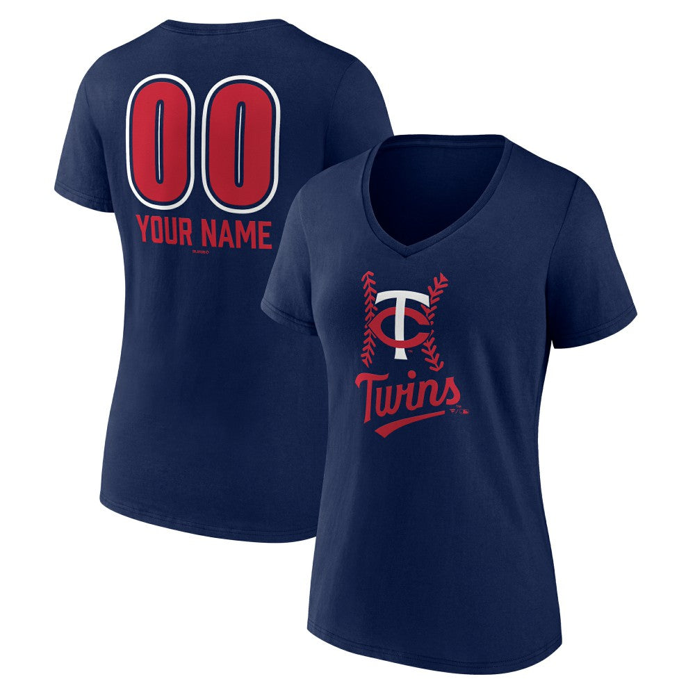 Minnesota Twins Women's Personalized Name & Number Fastball V-Neck T-Shirt discount