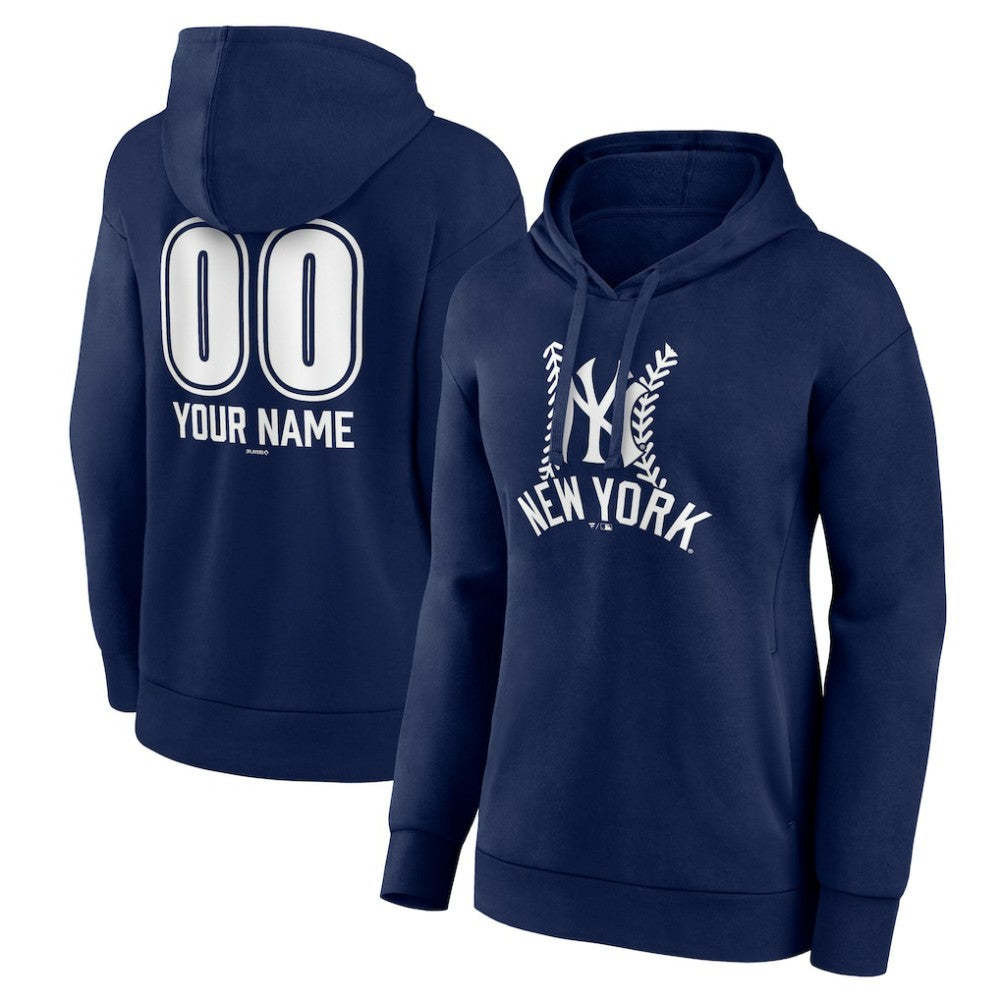 New York Yankees Women's Personalized Name & Number Fastball Pullover Hoodie Online