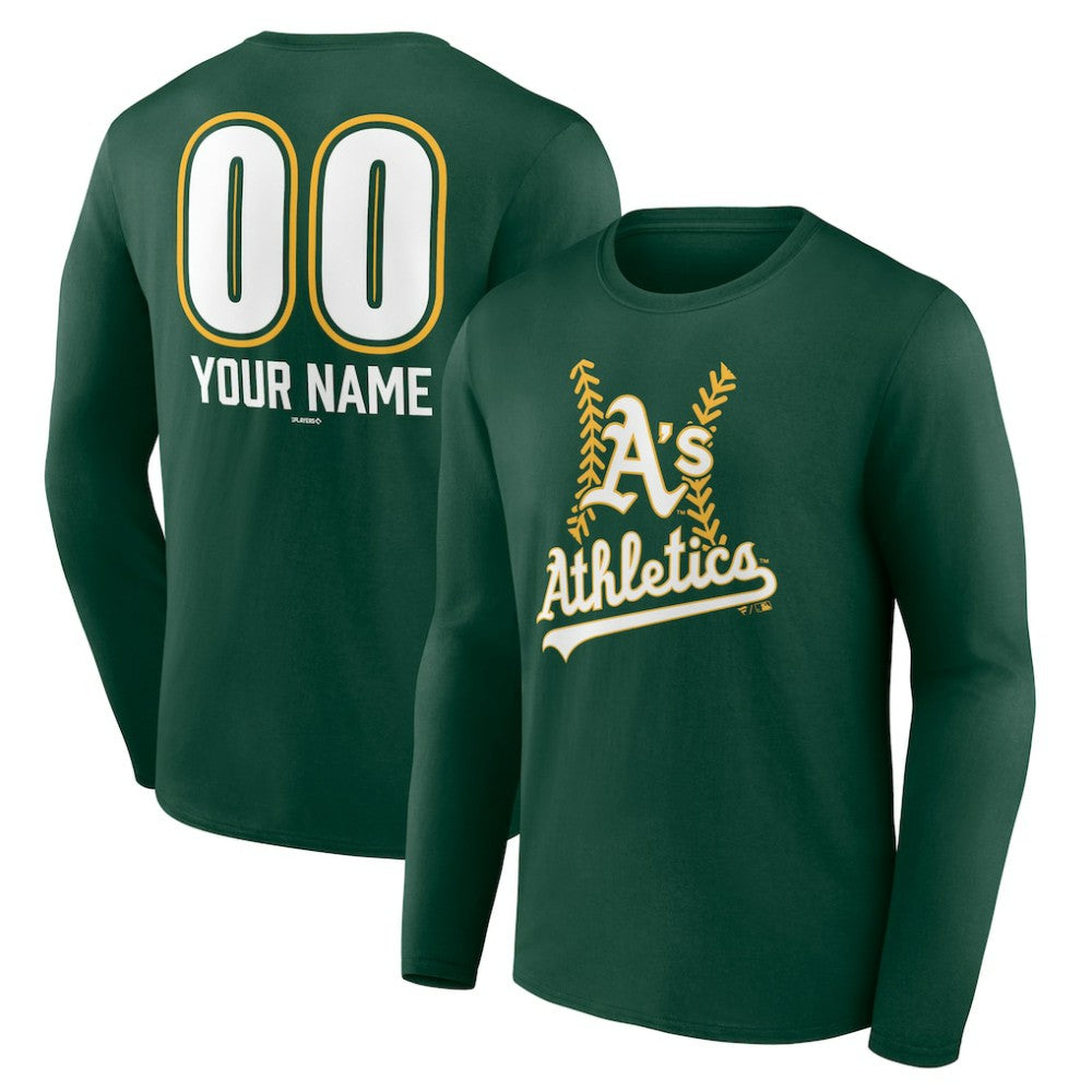 Athletics Personalized Name & Number Fastball Long Sleeve T-Shirt Clearance