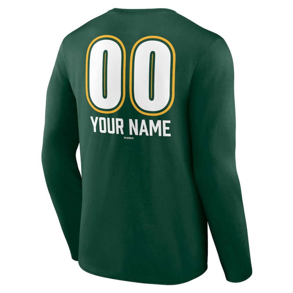 Athletics Personalized Name & Number Fastball Long Sleeve T-Shirt Clearance