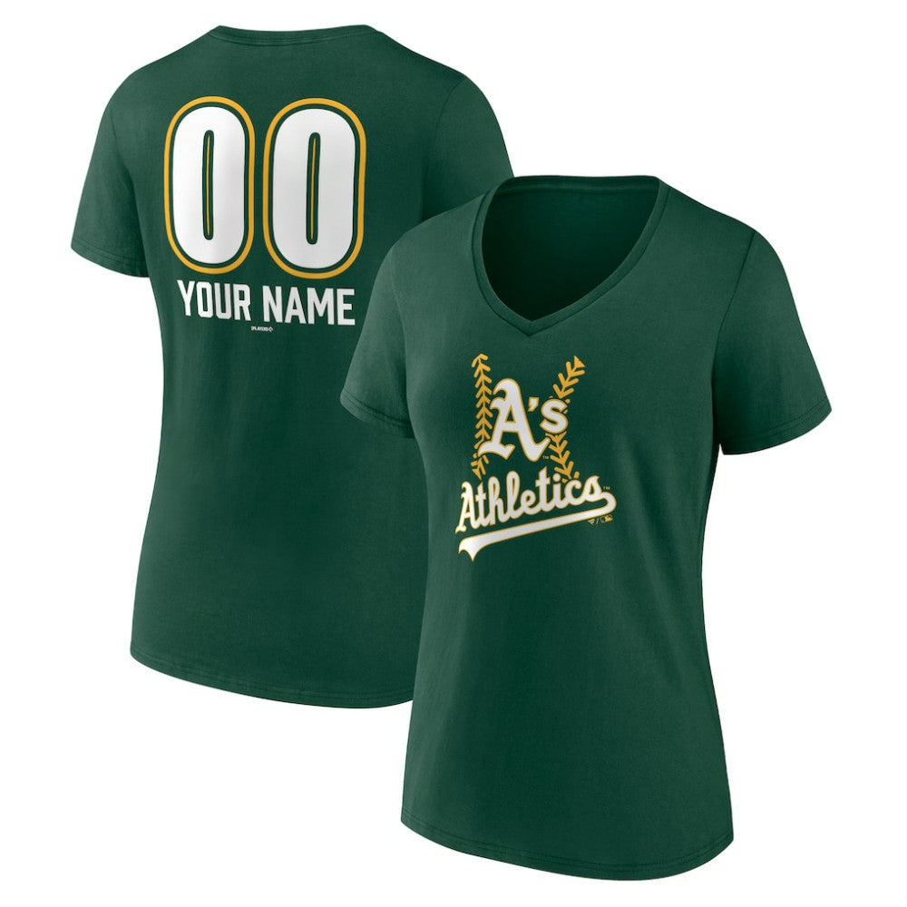 Athletics Women's Personalized Name & Number Fastball V-Neck T-Shirt for sale